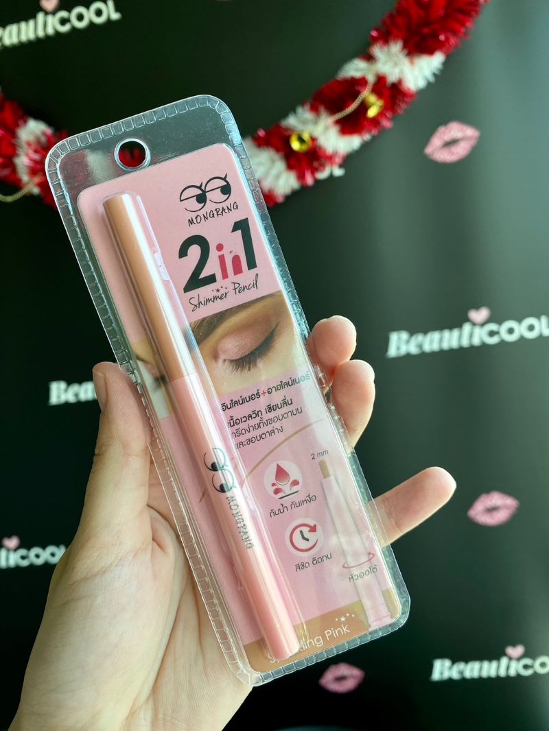 Mongrang 2in1 Velvet Pencil #Sparking Pink ,ดินสอเขียนขอบตา,Mongrang . มองแรง